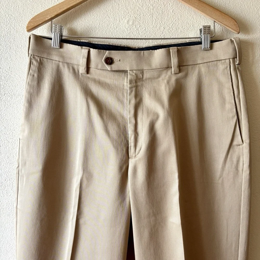 Savane Khaki Trousers Men's 34/29 Cotton Blend Dress Pants Straight Leg Stretch